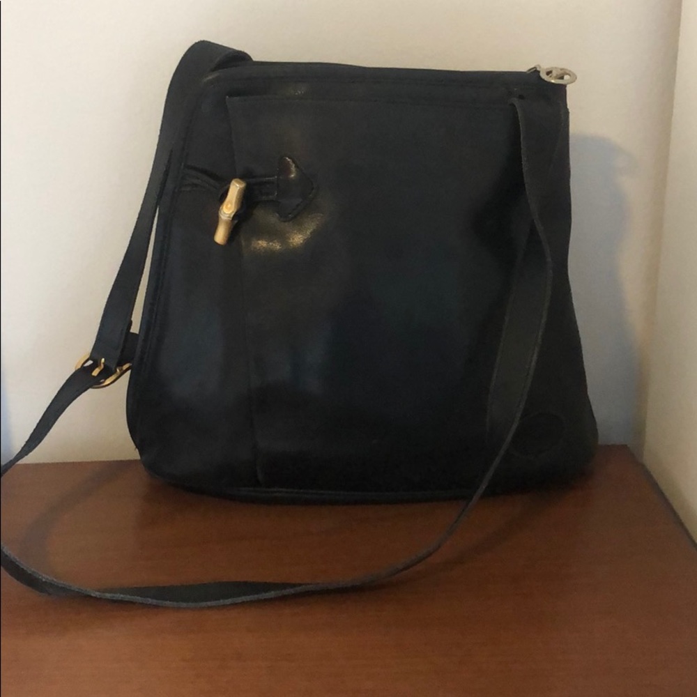 Black Longchamp 90’s Vintage Leather Bag - Picture 1 of 8